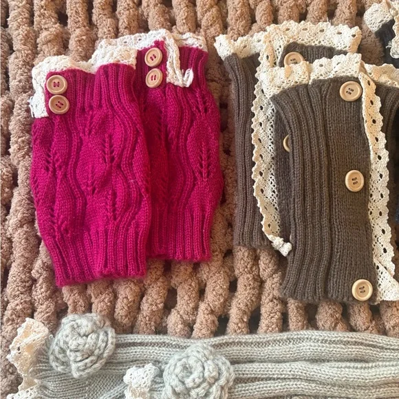 5 Knit Leg Warmers and Boot Cuffs Set - Picture 2 of 3
